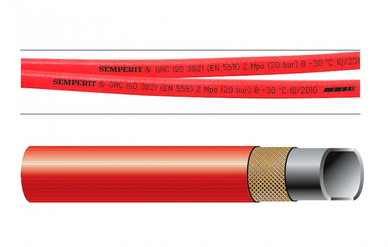 Рукава ацетиленовые для сварки и резки металла GAC "SEMPERIT"(цвет красный)EN559:2003.